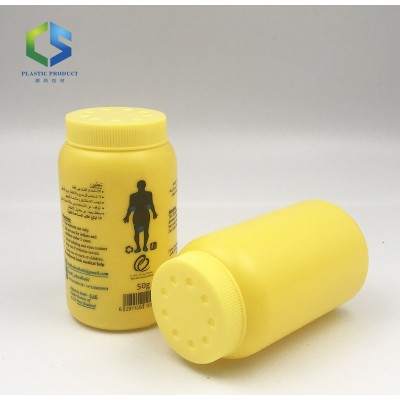 50g plastic baby talc powder shaker bottle with mesh filter cap